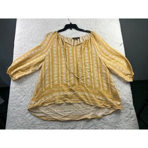 Soundstyle Women's Top Large Mustard Yellow Rayon Polyester Boho‎